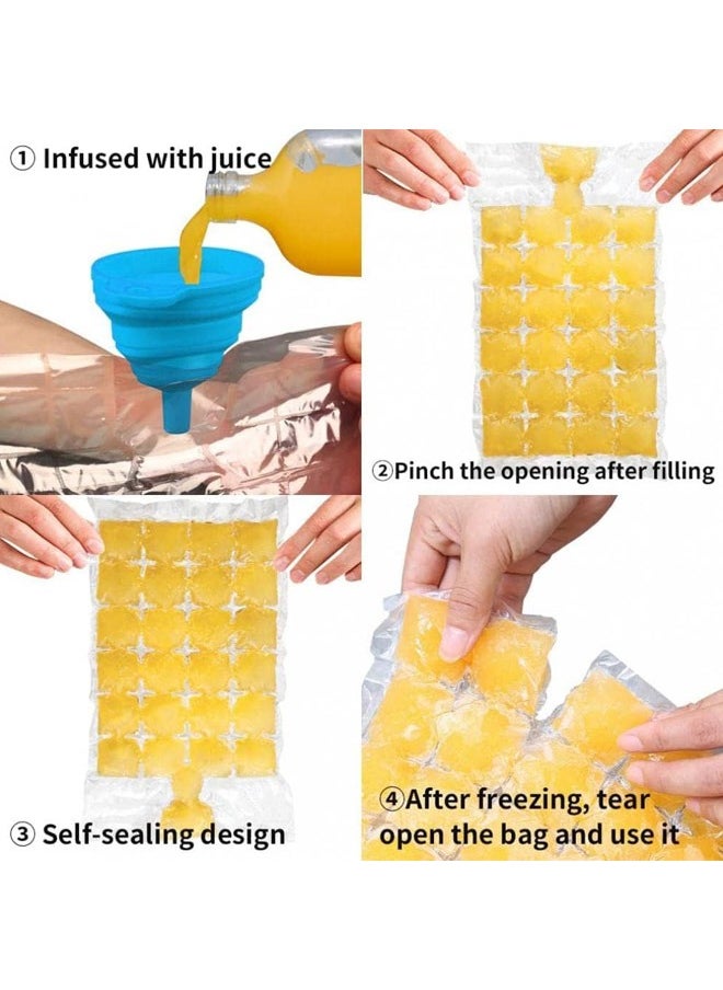 Generic - 50-Piece Disposable Ice Cube Plastic Bag Set Clear with Collapsible Silicone Funnel, Easy Disassemble and Stack Self-Sealing Ice Cube Trays for Freezing, DIY Ice Cooler Bag - Image 1