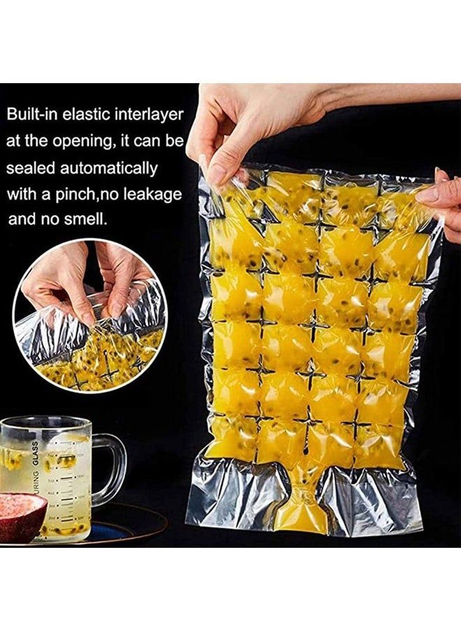 Generic - 50-Piece Disposable Ice Cube Plastic Bag Set Clear with Collapsible Silicone Funnel, Easy Disassemble and Stack Self-Sealing Ice Cube Trays for Freezing, DIY Ice Cooler Bag - Image 1