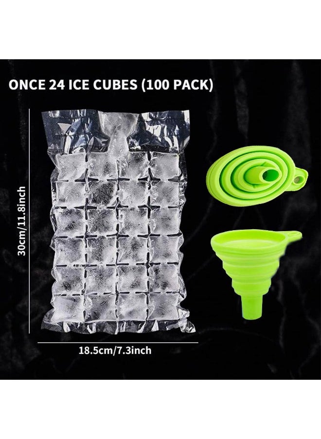 Generic - 50-Piece Disposable Ice Cube Plastic Bag Set Clear with Collapsible Silicone Funnel, Easy Disassemble and Stack Self-Sealing Ice Cube Trays for Freezing, DIY Ice Cooler Bag - Image 1