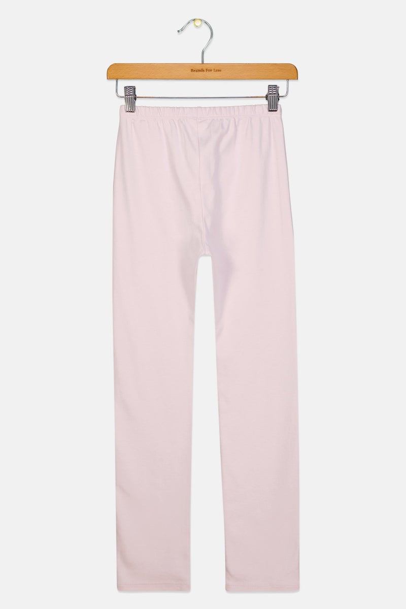 Lili Gaufrette Kids Girl Embroidered Logo Pull On Leggings, Lavender - Image 3