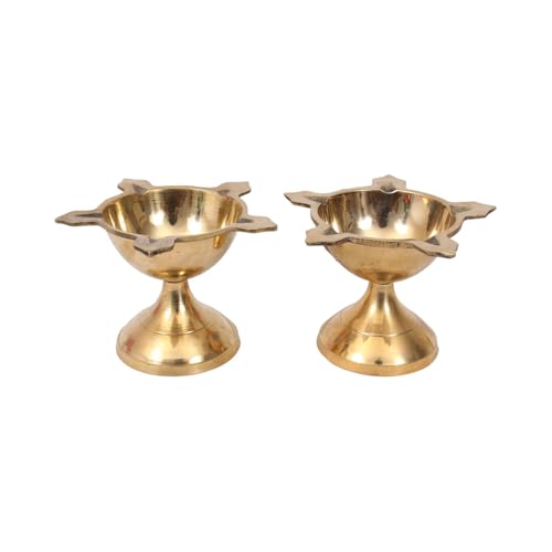 DreamKraft Brass Deepak Oil Lamp (Sized 2.25 inch Height, 120g,Gold ) Pack of 2 - Image 1