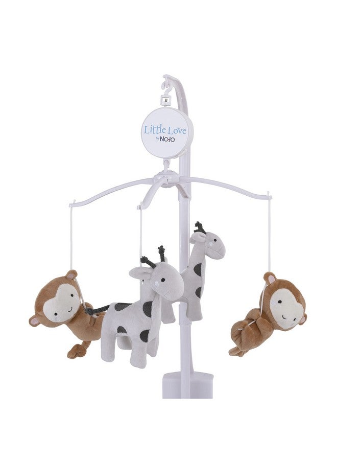NoJo Jungle Ride Grey & Tan Plush Monkey & Giraffe Musical Mobile Grey Tan - Image 1