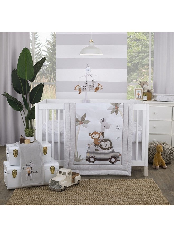 NoJo Jungle Ride Grey & Tan Plush Monkey & Giraffe Musical Mobile Grey Tan - Image 5