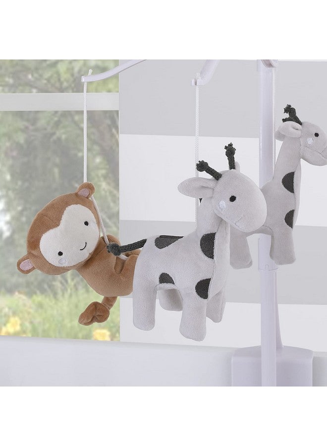 NoJo Jungle Ride Grey & Tan Plush Monkey & Giraffe Musical Mobile Grey Tan - Image 4