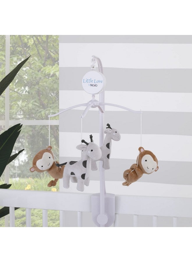 NoJo Jungle Ride Grey & Tan Plush Monkey & Giraffe Musical Mobile Grey Tan - Image 3
