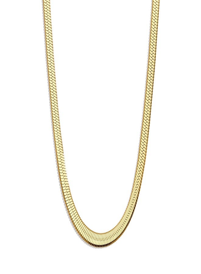 WomenGifts 14K Gold-Filled Herringbone Necklace for Women - Dainty Snake Chain Choker, Trendy Simple Long Layered Jewelry Non Tarnish, 14-18 Inch Thin & Chunky Options, Gift for Her, Brass, No - Image 1