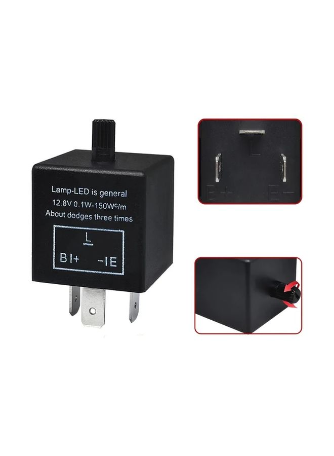 Adjustable Flasher Relay Kit With Green LED Turn Signal And DPDT Rocker Switch - Image 2