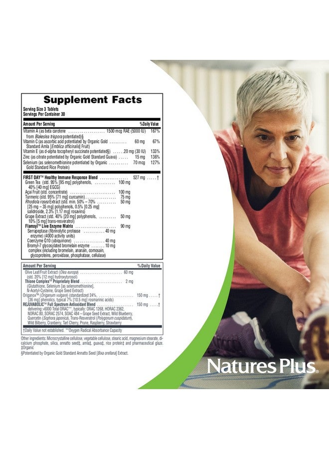 NaturesPlus Natures Plus AgeLoss First Day Healthy Immune Response - 90 Tablets - Vegetarian, Gluten Free - 30 Servings - Image 4