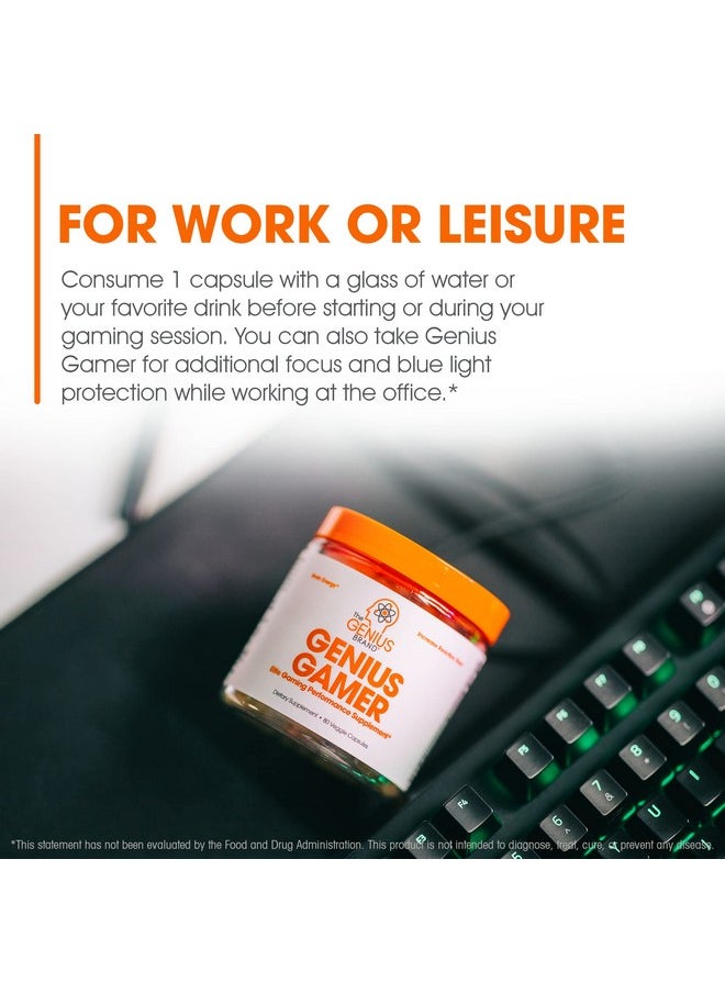 The Genius Brand - Genius Gamer Gaming Focus Supplement 80 Pills Elite Nootropic Performance Booster Boost Brain & Mental Clarity Reaction Time & Concentration Blue Light Support With Lutemax - Image 1
