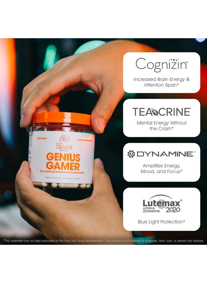 The Genius Brand - Genius Gamer Gaming Focus Supplement 80 Pills Elite Nootropic Performance Booster Boost Brain & Mental Clarity Reaction Time & Concentration Blue Light Support With Lutemax - Image 1