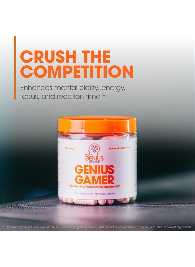 The Genius Brand - Genius Gamer Gaming Focus Supplement 80 Pills Elite Nootropic Performance Booster Boost Brain & Mental Clarity Reaction Time & Concentration Blue Light Support With Lutemax - Image 1