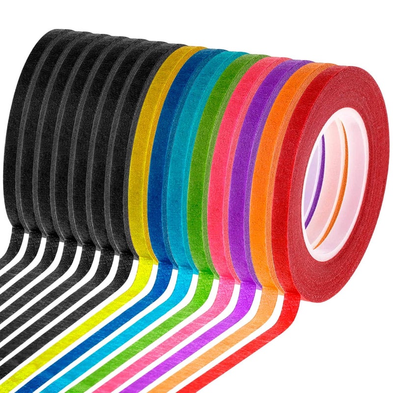 cridoz 15 Rolls 1/8 Whiteboard Thin Tape Pinstripe Art Tape Dry Erase Board Grid Tape Lines Pinstriping Electrical Marking Tape, Assorted Colors - Image 1