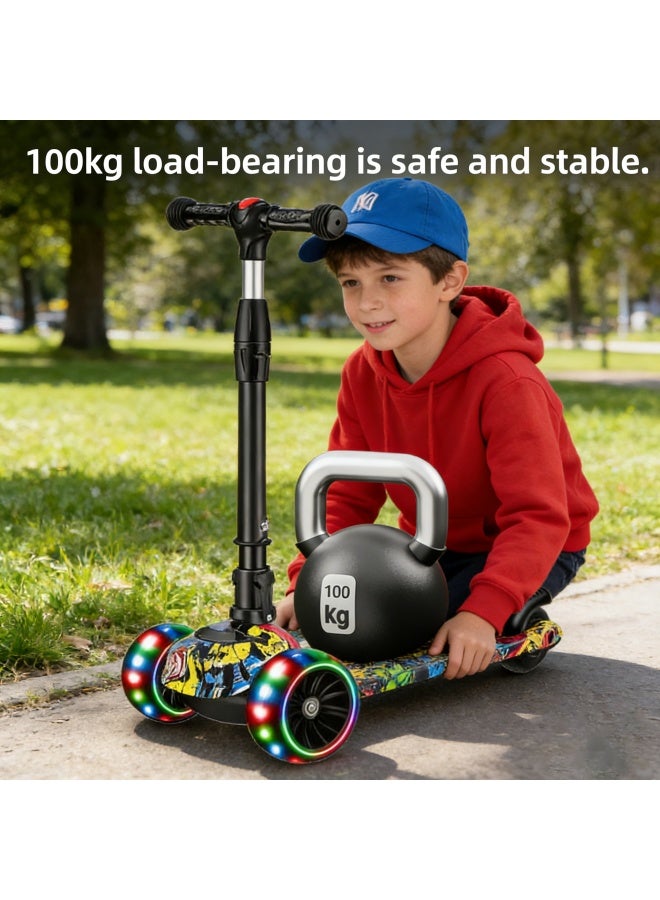 سانتين رايلي سكوتر ركل 3 في 1 للأطفال من عمر 3 إلى 8 سنوات، قابل لتعديل الارتفاع، قابل للطي، مقعد قابل للإزالة، 3 عجلات بإضاءة LED، أنشطة خارجية للأطفال الصغار من الأولاد والبنات - Image 3