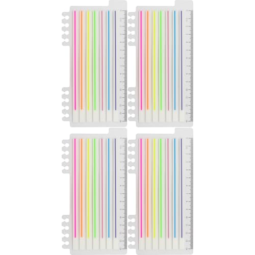 Andoca Lined Transparent Sticky Strips Assorted Colors, 0.235 x 5.5 Inch Long Highlighter Flag Tabs Index, Easy to Post, 4 Ruler Dispensers, 560 Pages Total - Image 1