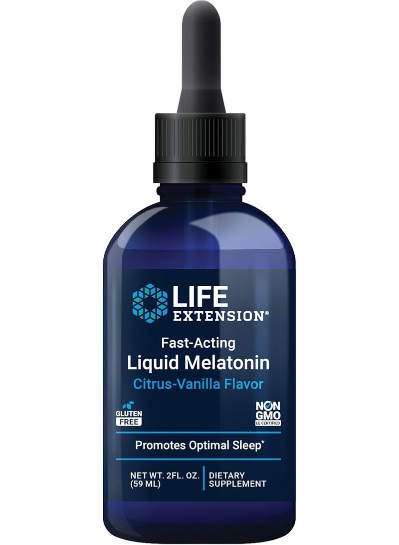 Life Extension Fast-Acting Liquid Melatonin – Sleep & Cellular Health Support Supplement – Gluten-Free – Non-GMO Net Wt. 2 fl.oz. (59 Servings) - Image 1