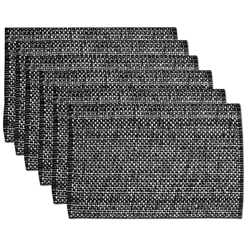Sweet Home Collection Sweet Home Collection 100 Cotton Placemats for Dining Room Rectangle Two Tone Woven Fabric 13 x 19 Soft Durable Table Mat Set Set of 6 Black 