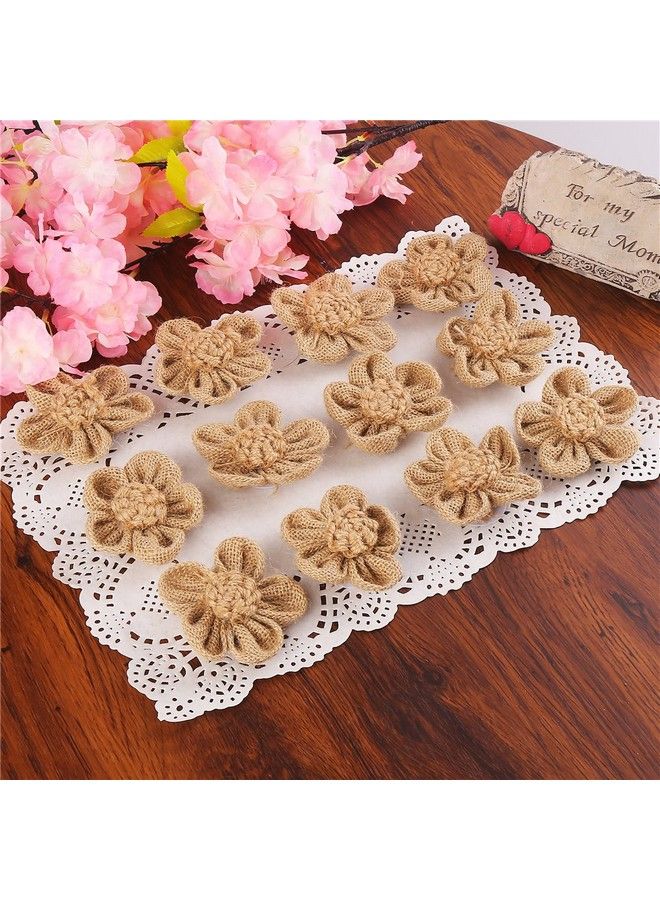 Decora 12 Pieces Handmade Burlap Flowers For Wedding Decoration Craft Making And Other Diy Stuff Making - Image 5