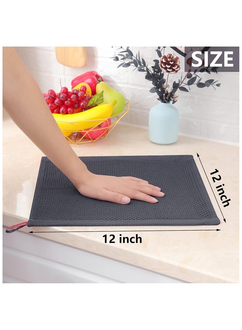 LA' PRECIOUS 100% Cotton Waffle Weave Kitchen Dish Cloths - Ultra Soft Absorbent Quick Drying Dish Towels - 12 x 12 Inches - Image 3