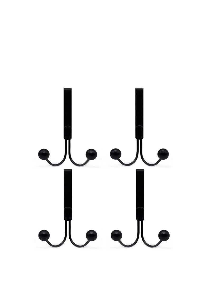 Over The Door Hooks for Clothes Metal Over The Door Hanger 2 Hooks Over Door Hooks for Hanging Coat Bag Robe Hat Scarf Black - Image 1