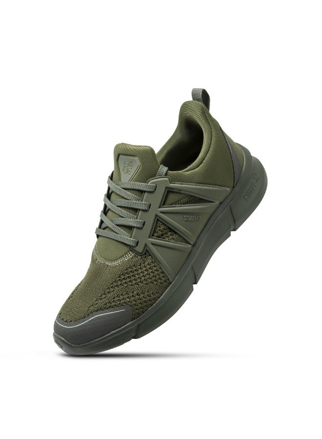 PUCA Sneakers for Men Light Weight Casual Shoes with Mesh Outer X-Seven Olive - Image 1