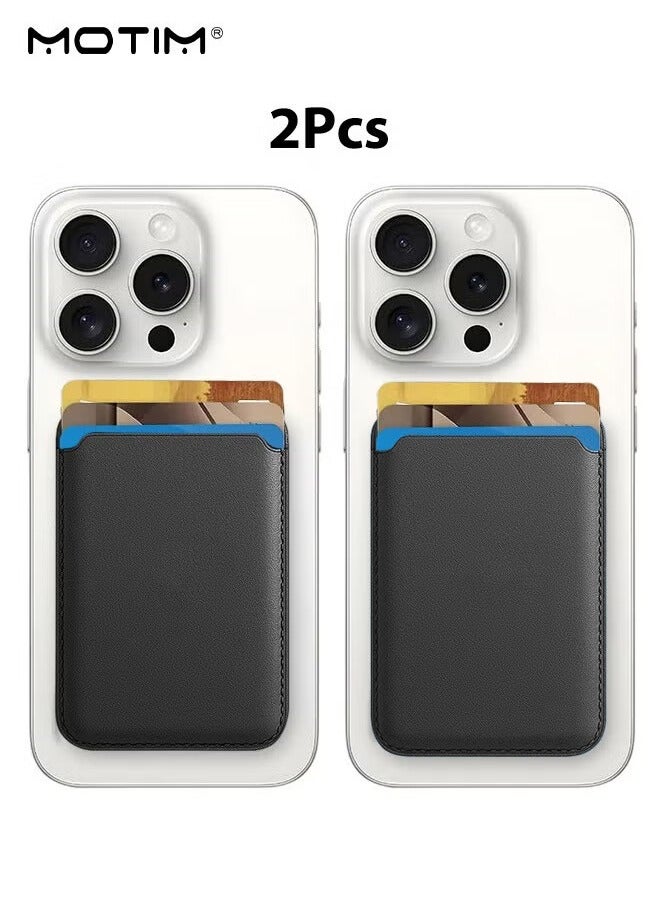 Motim 2 Pcs Iphone MagSafe Wallet Card Holder, Magnetic Leather Credit Card Holder Pocket for iPhone,  Slim Wallet for iPhone 16/15/14/13/12 Series, Not for 13/12 Mini - Image 2