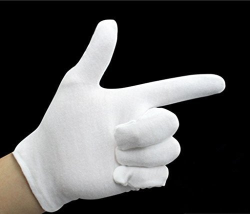 DreamHigh DH 12 Pairs White Cotton Gloves Soft mittens, Jewelry Inspection Stretchy Work Gloves-Small - Image 4