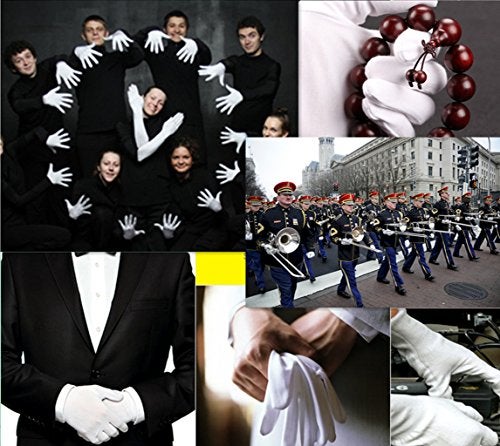 DreamHigh DH 12 Pairs White Cotton Gloves Soft mittens, Jewelry Inspection Stretchy Work Gloves-Small - Image 5