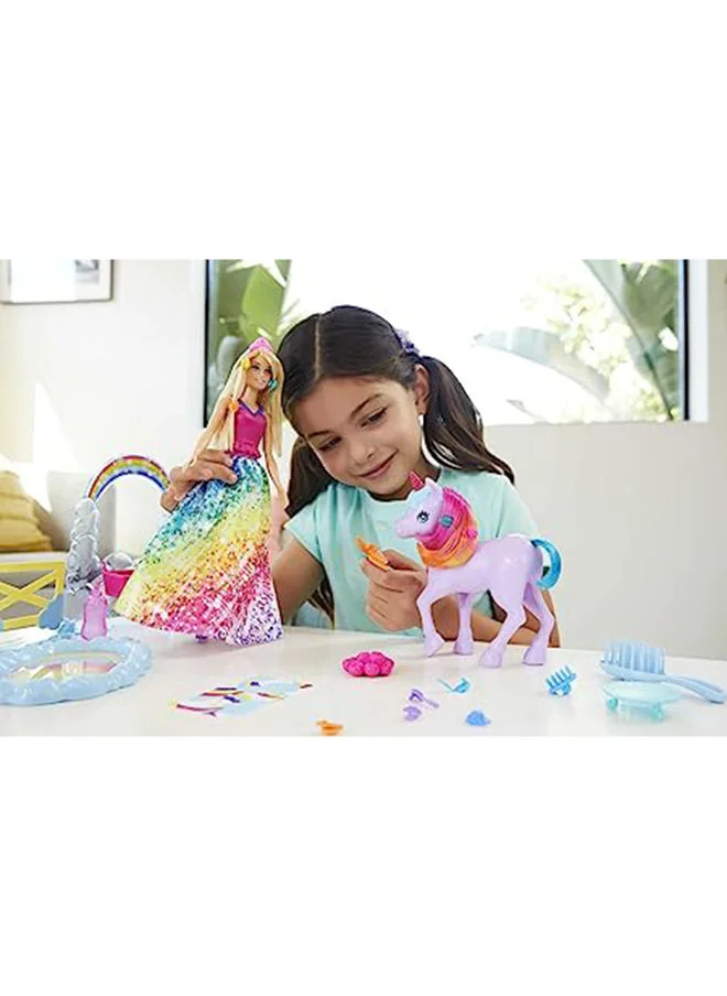 باربي Barbie Dreamtopia Playset With Barbie Doll, Pet Unicorn And Color Change Potty Feature Gtg01