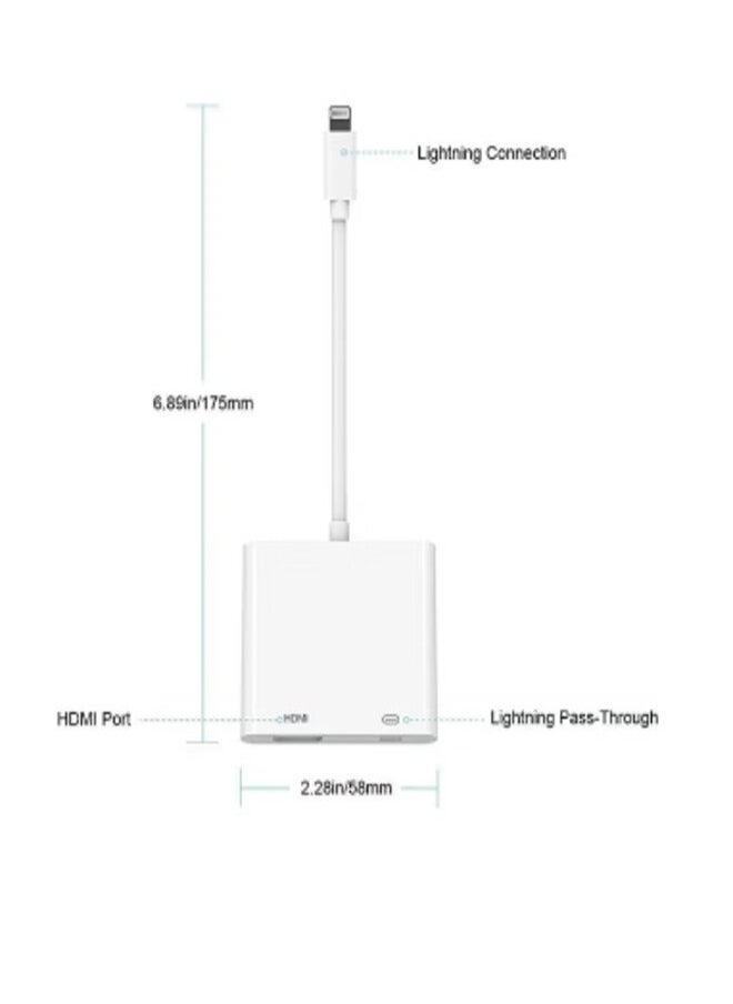Generic - HDMI Adapter for iPhone to TV iPad to HDMI 1080P HD Digital AV Adapter Video & Audio Sync Screen Connector Compatibility with iPhone 14/13/12/11/X/8/iPad/to HDTV Projector Monitor - Image 1
