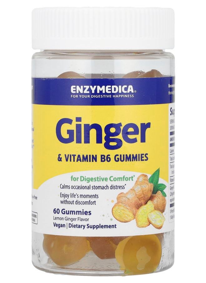 ENZYMEDICA Ginger & Vitamin B6 Gummies Lemon Ginger 60 Gummies 