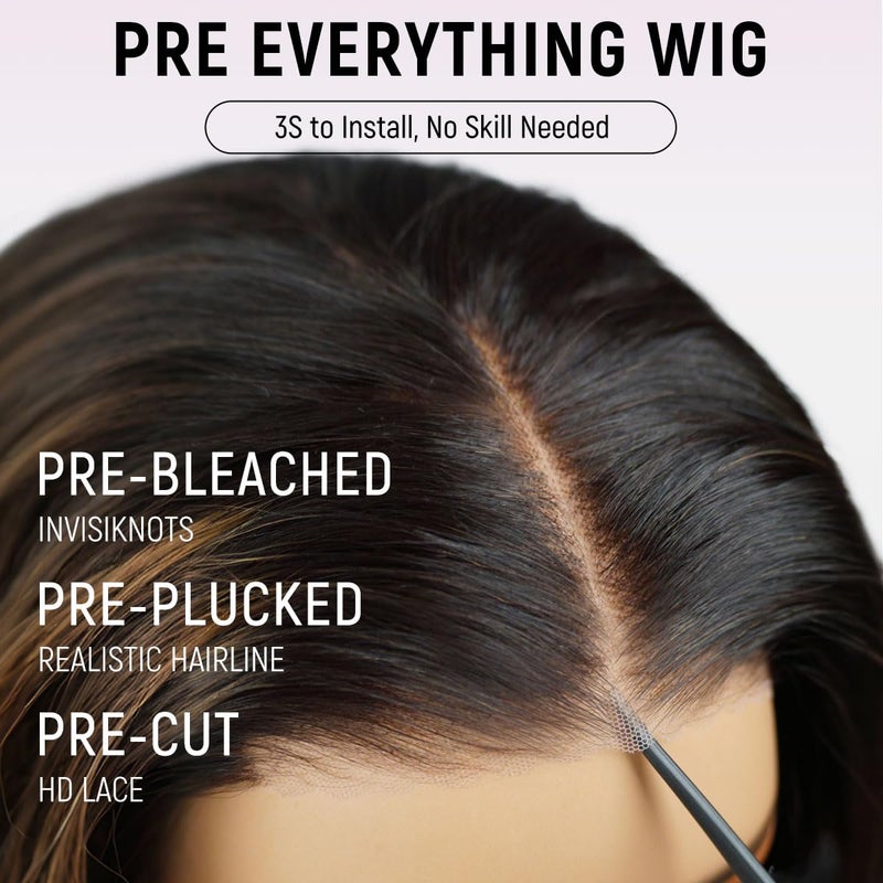 mscoco Bob Wig Human Hair 6Ã—5 Glueless Wigs Human Hair Pre Plucked Pre Cut 180% Density Closure Highlight Wig Human Hair for Black Women 1B/2/30 Wear and Go Honey Blonde Bob Wig 12inch - Image 2