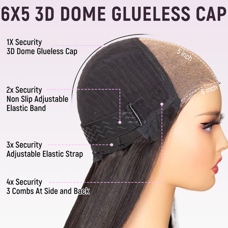 mscoco Bob Wig Human Hair 6Ã—5 Glueless Wigs Human Hair Pre Plucked Pre Cut 180% Density Closure Highlight Wig Human Hair for Black Women 1B/2/30 Wear and Go Honey Blonde Bob Wig 12inch - Image 5