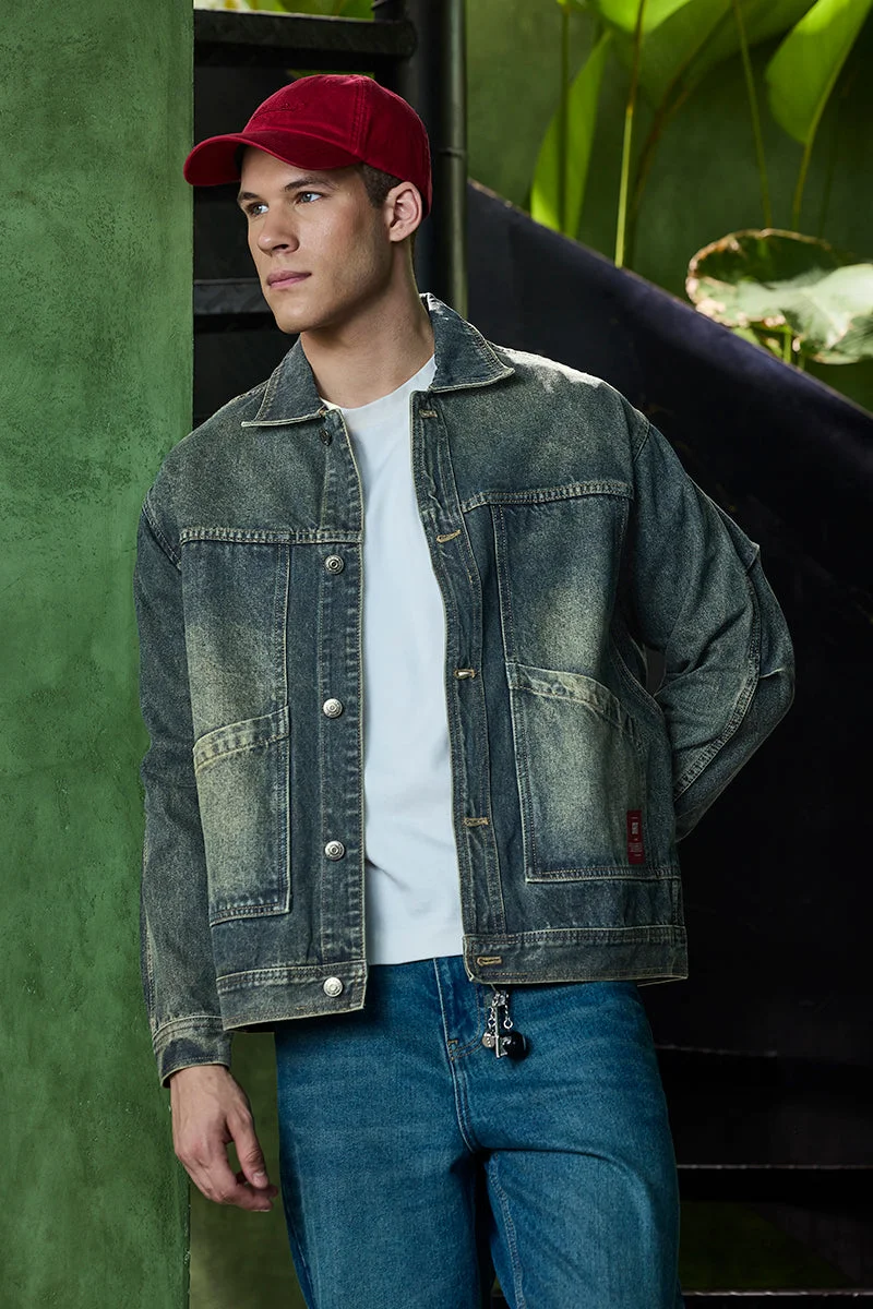 SNITCH Double Pocket Relaxed Fit Denim Jacket