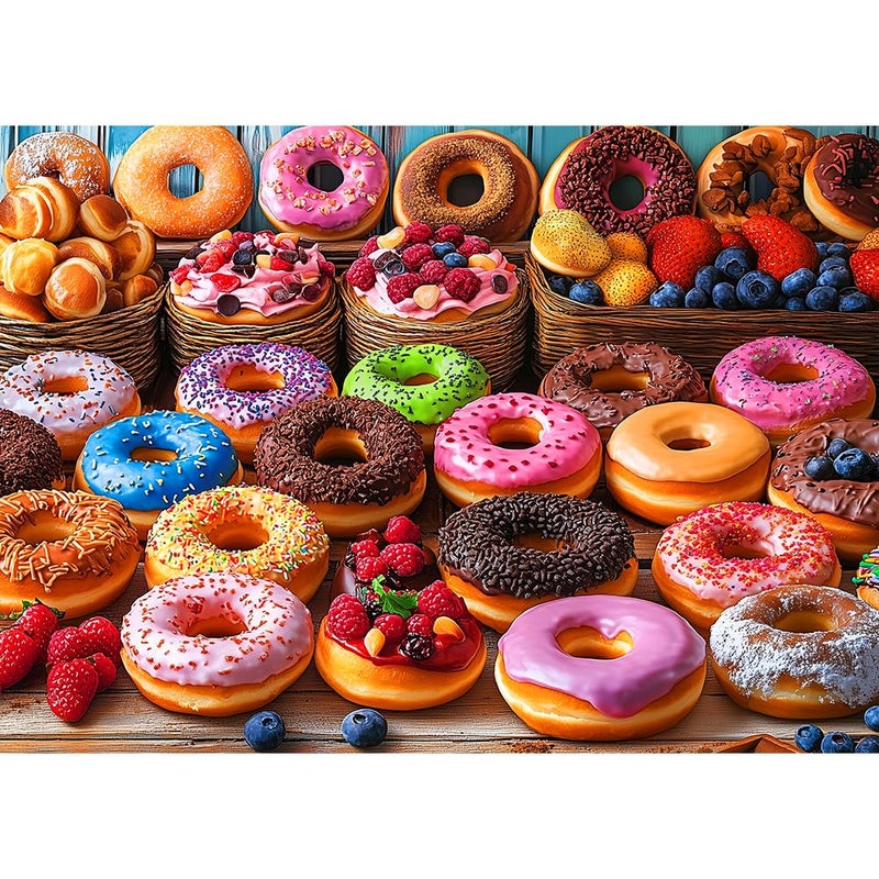 Moruska Donut Jigsaw Puzzle 1000 Piece for Adults Colorful Donut Puzzles Sweet Dessert - Image 3