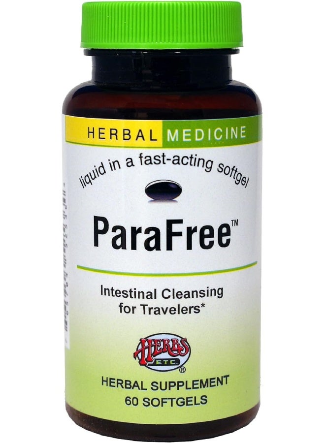 Herbs Etc. ParaFree - Gastrointestinal Support Supplement to Aid Intestinal Cleansing - Digestive Herbal Supplement with Wormwood, Quassia & Male Fern - 60 Softgels (60 Servings) - Image 1