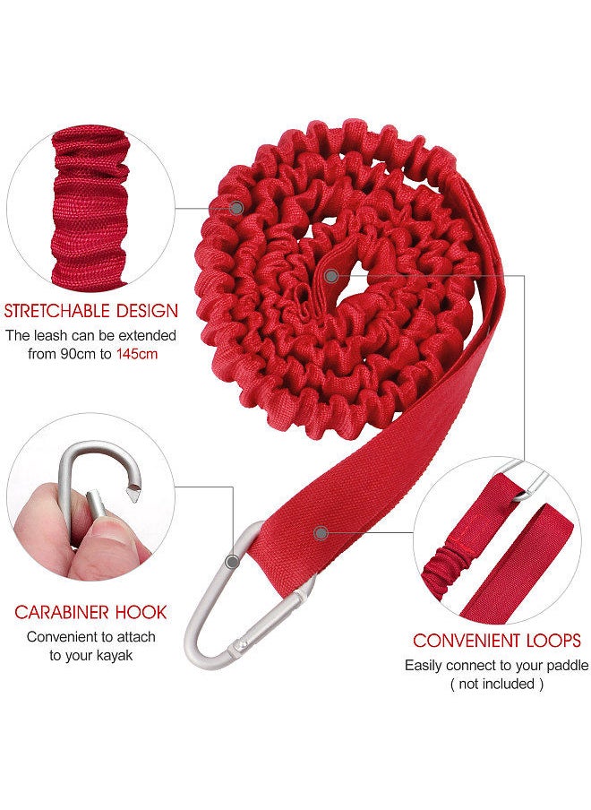 Generic - Stretchable Paddle Leash with D-Shape Carabiner Fishing Poles Leash for Kayak Canoe Boat - Image 1