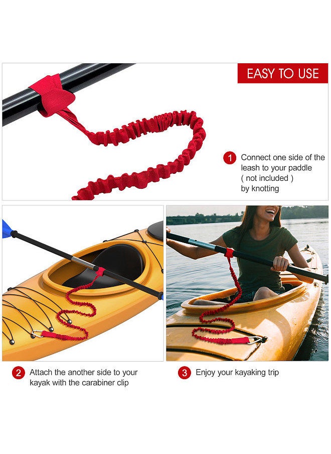 Generic - Stretchable Paddle Leash with D-Shape Carabiner Fishing Poles Leash for Kayak Canoe Boat - Image 1
