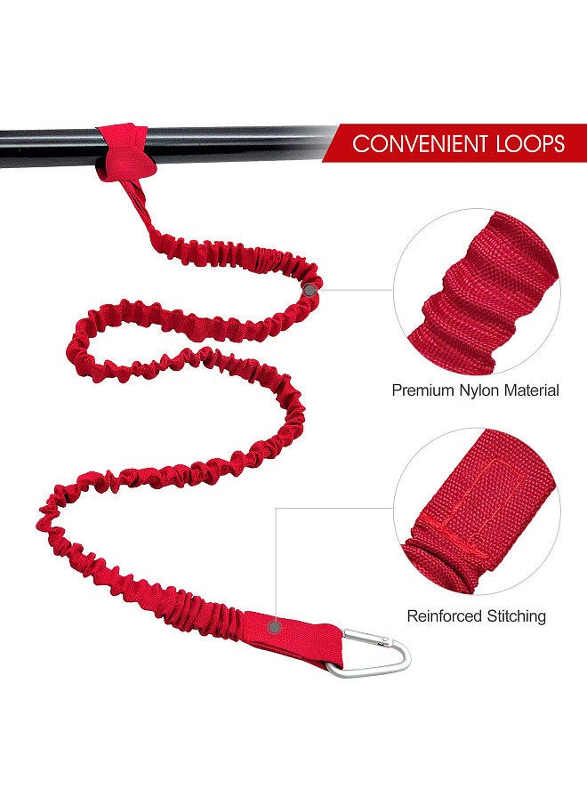 Generic - Stretchable Paddle Leash with D-Shape Carabiner Fishing Poles Leash for Kayak Canoe Boat - Image 1