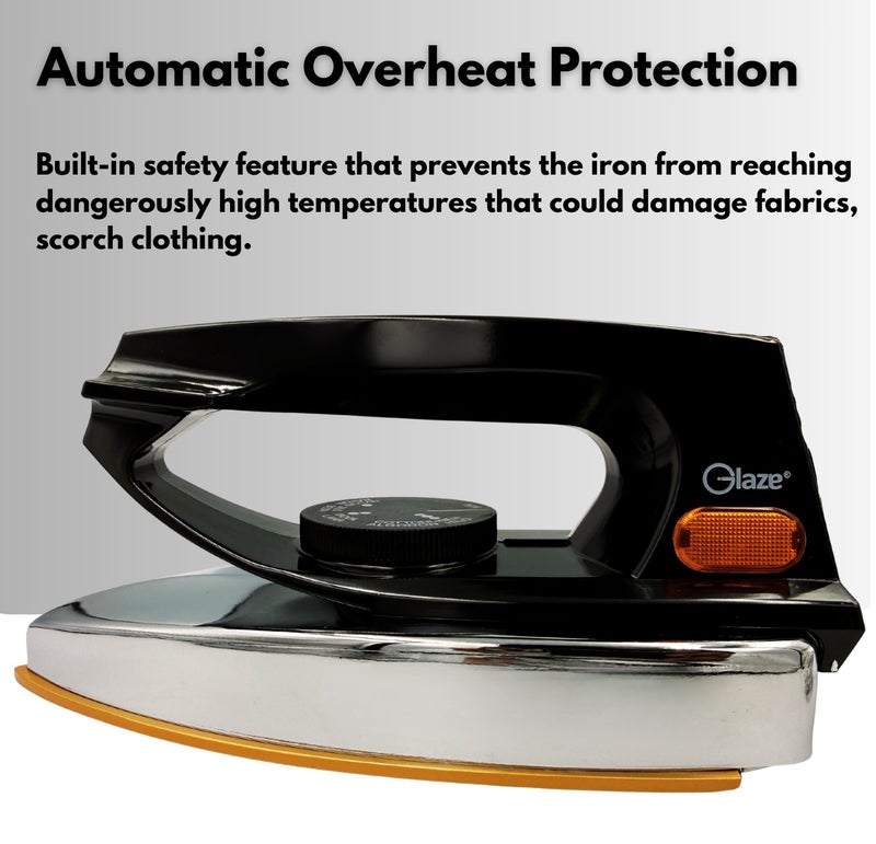 جليز مكواة كهربائية 1200 واط – مكواة ملابس قوية الاستخدام مع لوح سيراميك وفولاذ مقاوم للصدأ، تسخين سريع، تحكم بدرجة الحرارة قابلة للتعديل، مؤشر ضوئي، قبضة مريحة، سلك دوّار، وضمان 5 سنوات. - Image 3