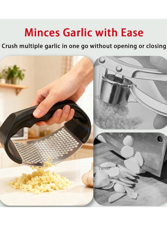 2PCS Stainless Steel Rocker Garlic Press Kitchen Mincing Tool - Image 3