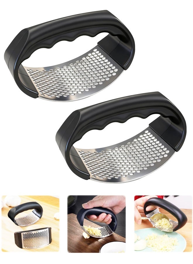 2PCS Stainless Steel Rocker Garlic Press Kitchen Mincing Tool - Image 1