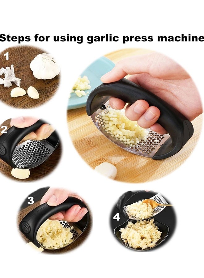 2PCS Stainless Steel Rocker Garlic Press Kitchen Mincing Tool - Image 4
