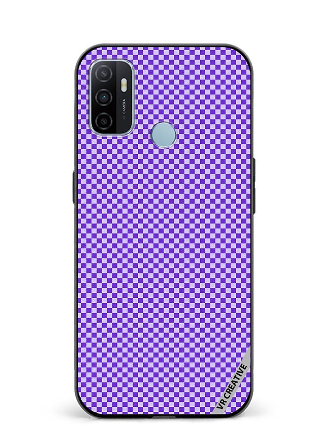 VR CREATIVE Protective Case Cover For Oppo A53 Groovy Purply And White Checkerboard Design Multicolour - Image 1