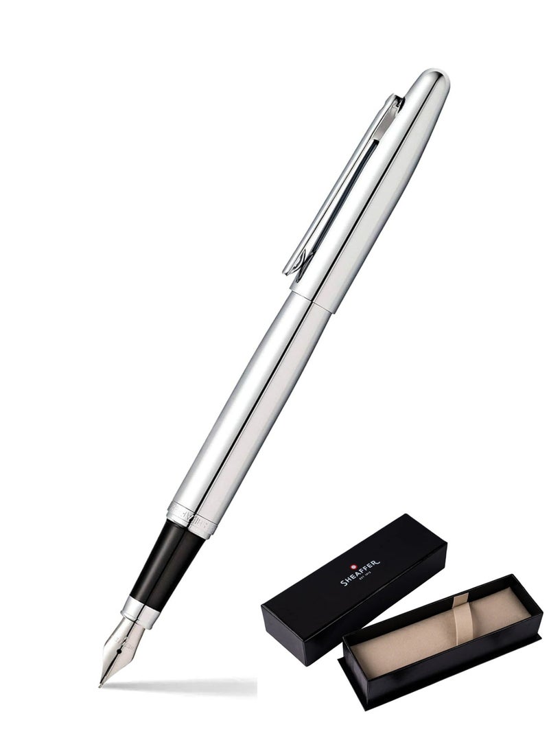 SHEAFFER VFM Fountain Pen With Chrome Trim And Polished Chrome Barrel In Gift Box - Image 1