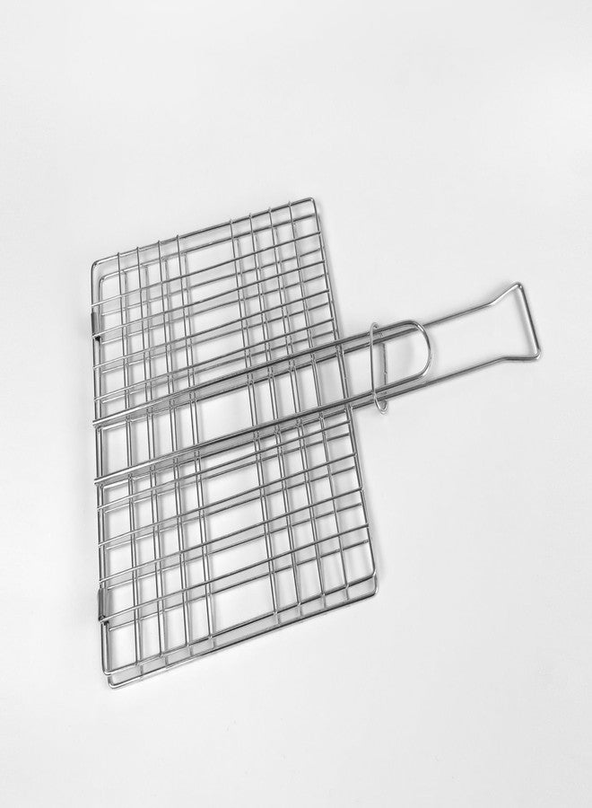 Tredoni 8x8-inch Stainless Steel BBQ Grill Net Turner Clamp - Burger/Liver/Fish Barbecue Grid Holder Turner - Image 2