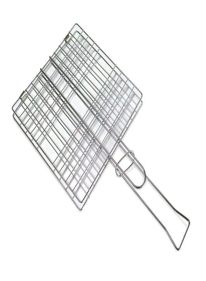 Tredoni 8x8-inch Stainless Steel BBQ Grill Net Turner Clamp - Burger/Liver/Fish Barbecue Grid Holder Turner - Image 1