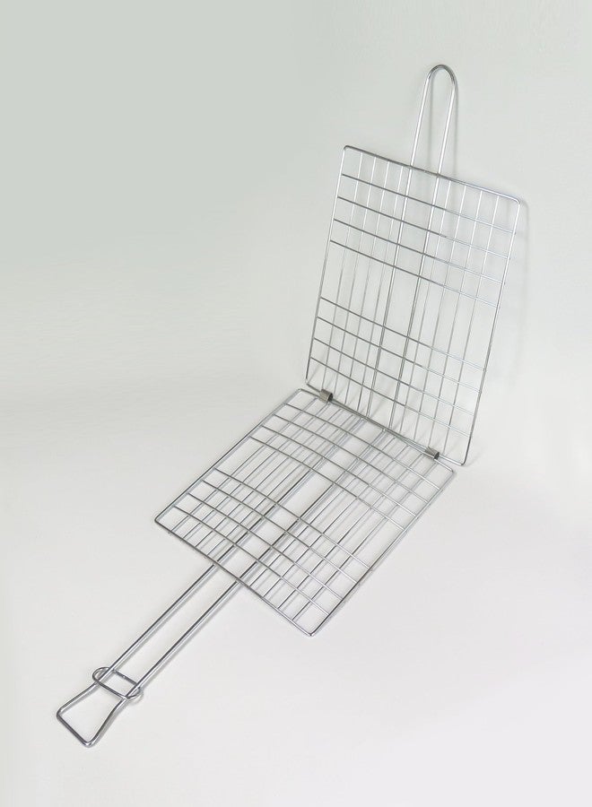 Tredoni 8x8-inch Stainless Steel BBQ Grill Net Turner Clamp - Burger/Liver/Fish Barbecue Grid Holder Turner - Image 3