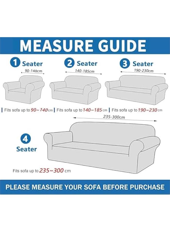 ميكسد غطاء أريكة مع تصميم تنورة قابل للتمدد من قماش السباندكس الناعم غير قابل للانزلاق، واقي أثاث قابل للغسل مع فوم مضاد للانزلاق وحبل مطاطي سميك للأطفال من بايبي (لون أزرق هيز، 4 مقاعد) - Image 5