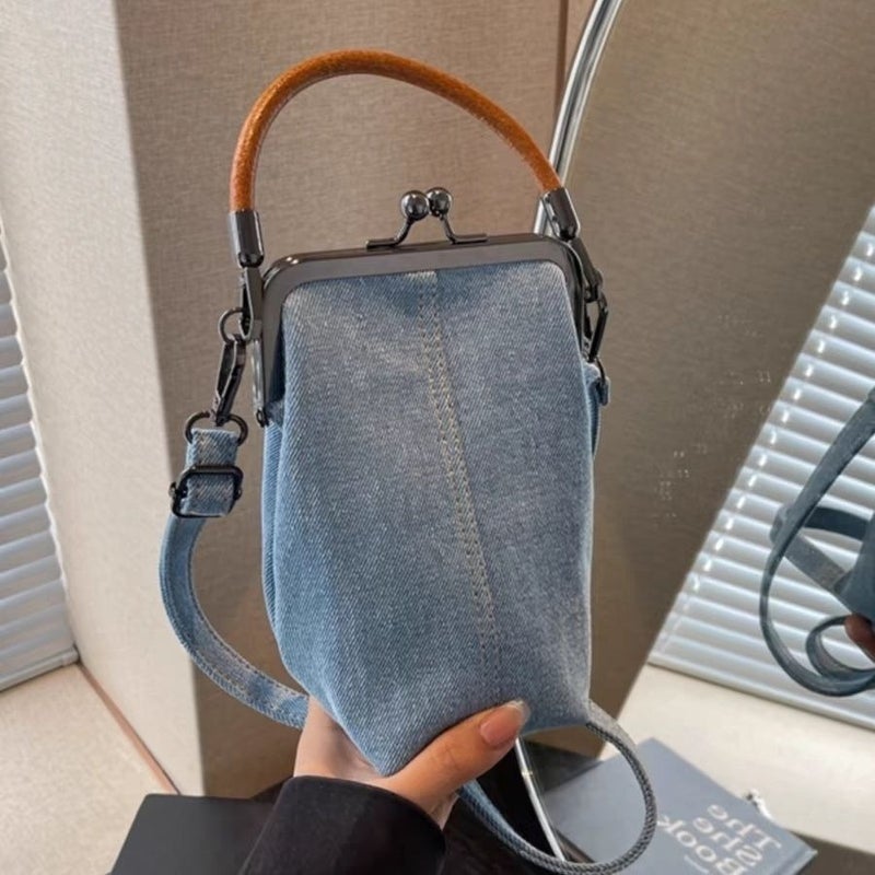 New Original Denim Bag Mobile Phone Bag Crossbody Bag Literary Handbag Versatile Commuting Handmade Women'S Bag - Image 4