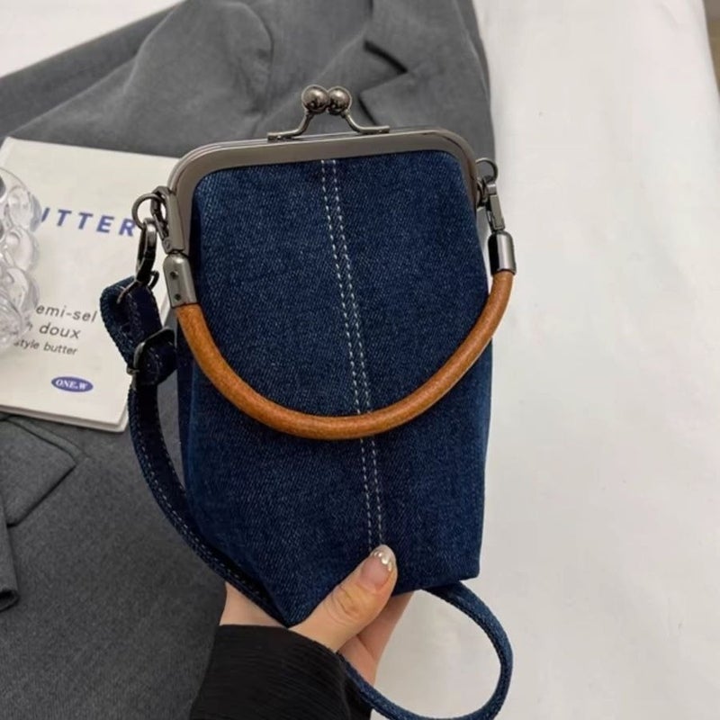 New Original Denim Bag Mobile Phone Bag Crossbody Bag Literary Handbag Versatile Commuting Handmade Women'S Bag - Image 2